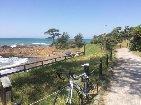 葉山でサイクリング 葉山,秋谷,海の写真素材