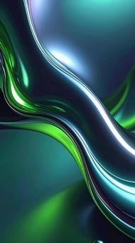 緑色のメタリックな流体金属 背景 縦型 緑色のメタリックな流体金属 背景 縦型の写真