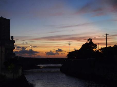 沖縄での夕焼け 夕焼け,夕日,サンセットの写真素材