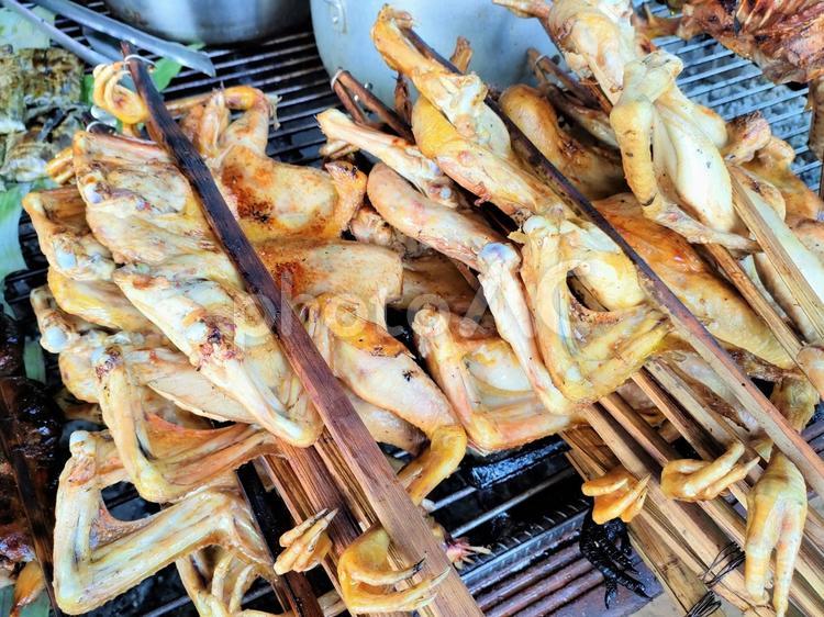 海外屋台飯「地鶏の炭火焼」1 屋台,地鶏,鶏の写真素材