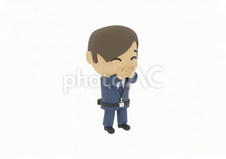口元に手を当てて笑う警視庁の警察で警官 婦警,警察官,パトカーの写真素材