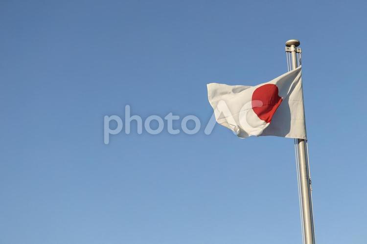 青空と日本の国旗 日の丸,日本,国旗の写真素材