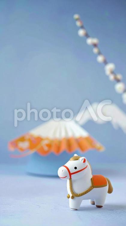 干支小物　年賀状素材　午年 干支,午,年賀状の写真素材