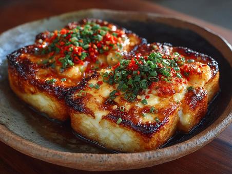 食卓を彩る、キムチチーズトースト 食卓を彩る、キムチチーズトーストの写真