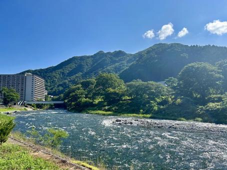 夏の美しい風景 inみなかみ 夏の美しい風景 inみなかみ 利根川,山,風景の写真素材