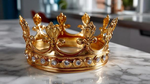 家のリビングにある金色の王冠 家のリビングにある金色の王冠の写真