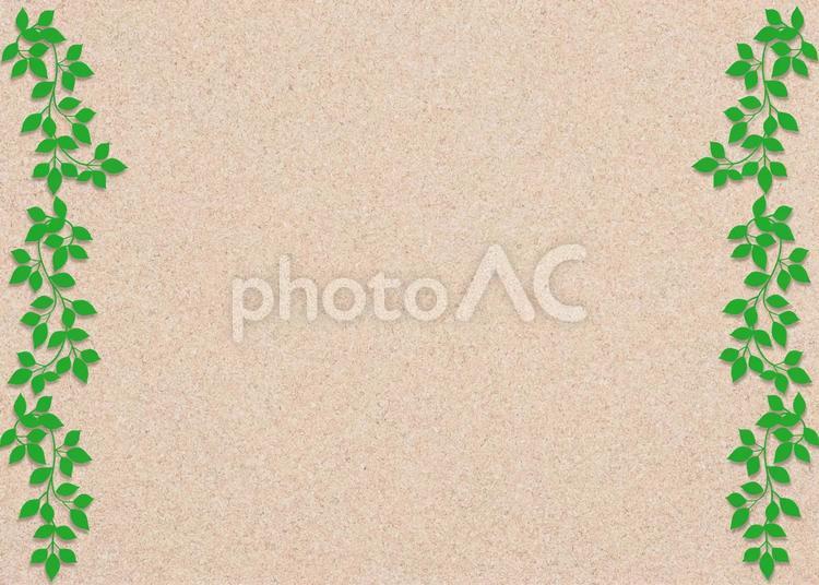 グリーティング素材_緑の葉っぱとコルク板 コルク,案内板,グリーティングの写真素材