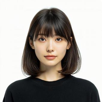 透明感のある肌と黒髪の写真
