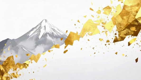 富士山と金箔の和風素材 富士山と金箔の和風素材の写真