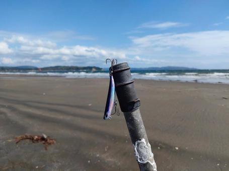 海と空　引っかかったルアーの写真