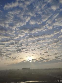 Photo, scales of clouds, glitter, fish scale type, 