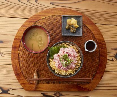 ネギトロ丼 定食 セットメニュー ネギトロ丼 定食 セットメニュー ネギトロ丼,真俯瞰,セットメニューの写真素材
