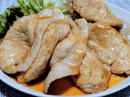 生姜焼き　アップ しょうが焼き,肉料理,豚肉の写真素材