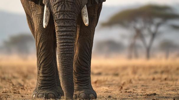 ゾウの足、壮大な風景に ゾウの足、壮大な風景にの写真