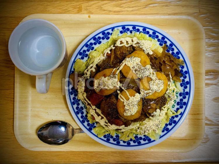 マヨネーズたっぷりカレーライス2 カレーライス,マヨネーズ,カレーの写真素材