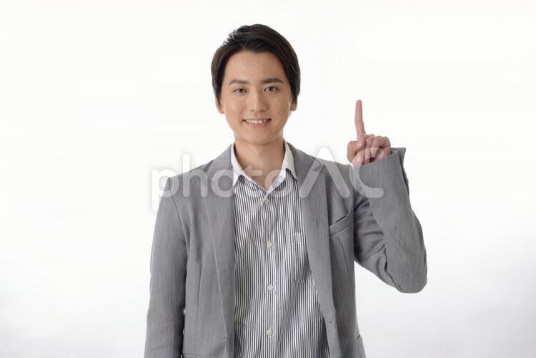 人差し指を立てている男性 ビジネスマン,男性,日本人の写真素材