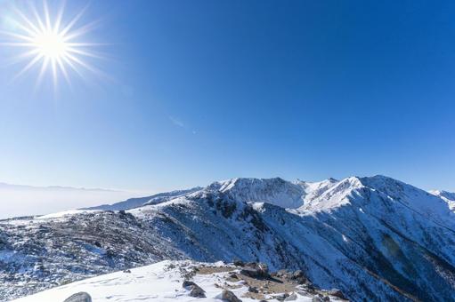 中央アルプス 風景,雪,山の写真素材