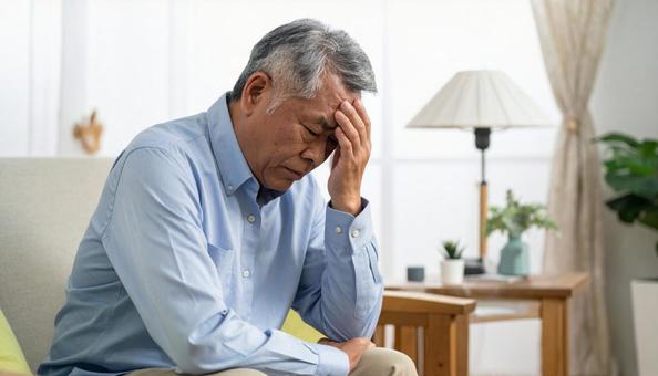 60代の悩む男性イメージ 60代の悩む男性イメージの写真