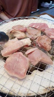 ホルモン焼肉屋で七輪炭焼き ホルモン焼肉屋で七輪炭焼き 焼肉,カルビ,七輪の写真素材