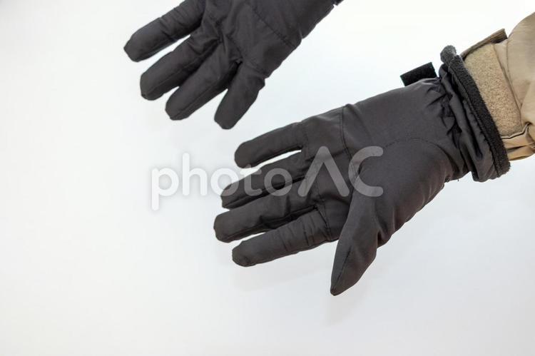 手袋をはめた手 手袋,手,防寒具の写真素材