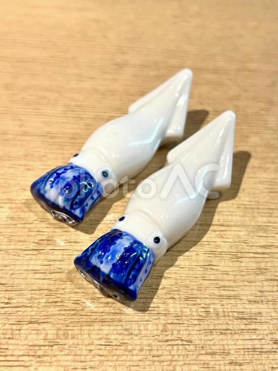 イカの箸置き イカ,烏賊,箸置きの写真素材