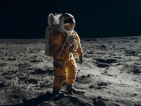無限の宇宙と月面の宇宙飛行士 無限の宇宙と月面の宇宙飛行士の写真