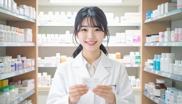 笑顔で働く薬剤師 笑顔で働く薬剤師の写真