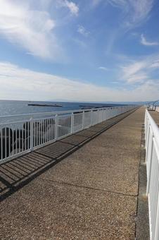 海と空と散歩道の写真