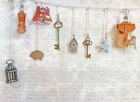 Shabby chic leather accessories and garland, interior, garland, background, JPG