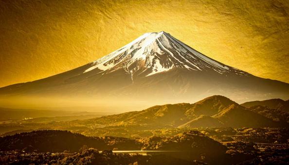 背景が金色の紙の質感のある富士山 背景が金色の紙の質感のある富士山の写真