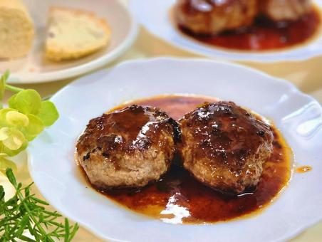 ハンバーグ ハンバーグ ハンバーグ,手作り,料理の写真素材