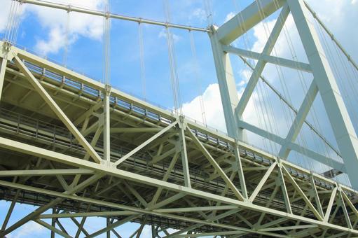 関門橋の巨大なトラス構造の写真