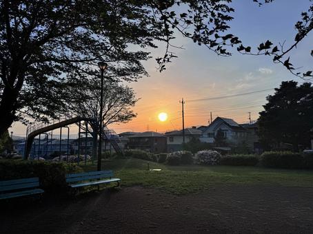 夕日のこうぼうふじみ公園 夕日のこうぼうふじみ公園の写真