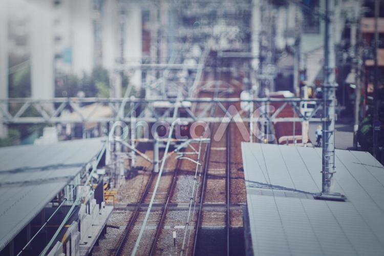 電車の線路風景 電車,線路,列車の写真素材