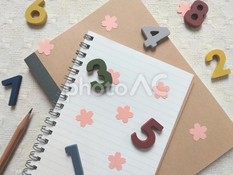 数字/桜/ノート/合格発表 勉強,合格発表,数字の写真素材