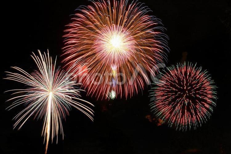 夏の夜空を彩る風物詩 花火,花火大会,夏の風物詩の写真素材