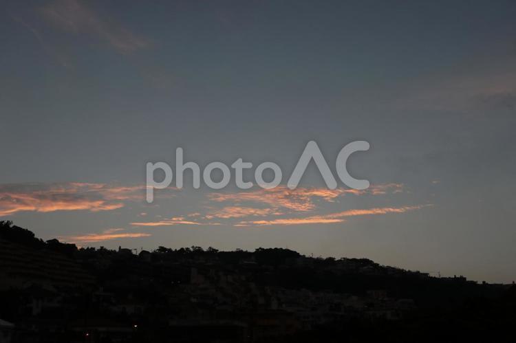 首里の夕暮れ　沖縄県那覇市 夕焼け,自然,マジックアワーの写真素材