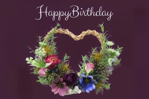 バースデーのテクスチャ（ハートのリース） バラ,ガーベラ,ハートのリースの写真素材