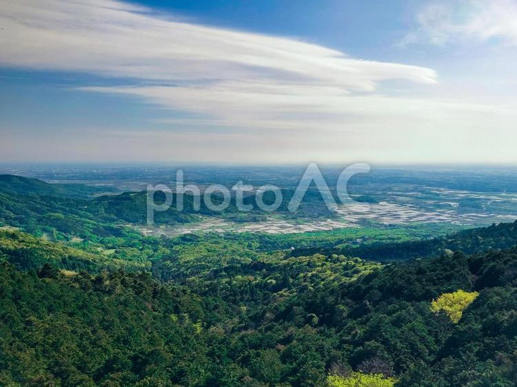 筑波山ロープウェイからつくば市方面の眺望 筑波山ロープウェイ,眺望,風景の写真素材