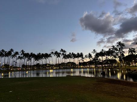 ハワイワイキキの夕焼け ハワイワイキキの夕焼け ワイキキハワイ,ワイキキ,夕焼けの写真素材