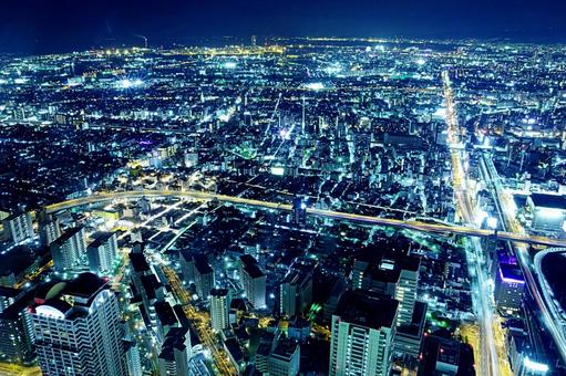 ハルカス300からの夜景・西方面 あべのハルカス,展望台,夜景の写真素材