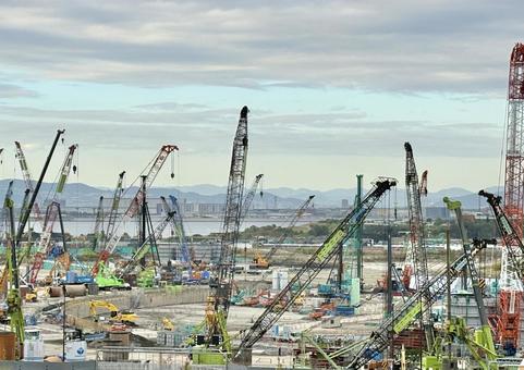 建設現場 建設現場 工事,重機,機械の写真素材