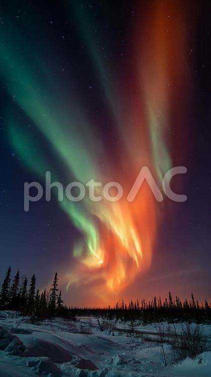 天からの贈り物：息をのむようなオーロラ オーロラ,北極光,夜空の写真素材