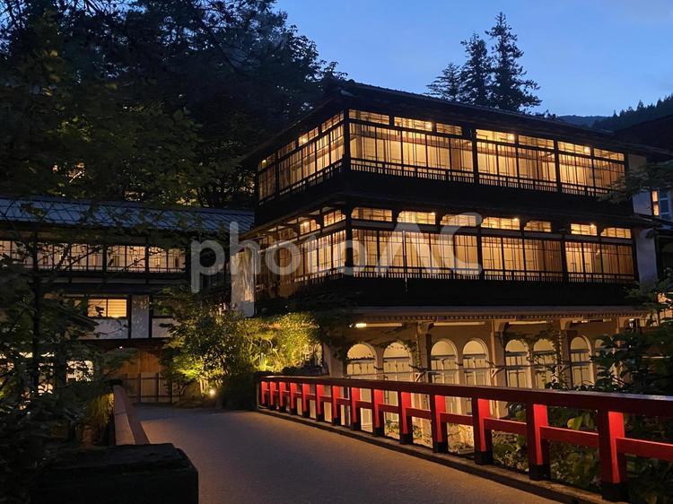 ジブリの舞台　積善館 積善館,美しい,大正ロマンの写真素材