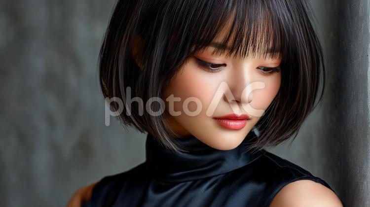 横顔の美しい女性 女性,カットモデル,美容の写真素材