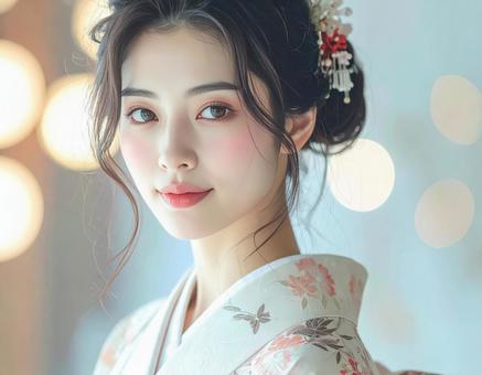 浴衣姿の日本人女性のポートレイト 浴衣姿の日本人女性のポートレイトの写真