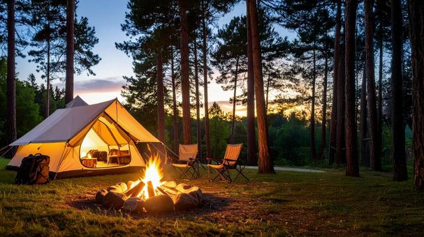 キャンプで焚き火のイメージ キャンプで焚き火のイメージの写真