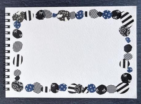 スケッチブックに貼ったマステのフレーム フレーム,マスキングテープ,マステの写真素材