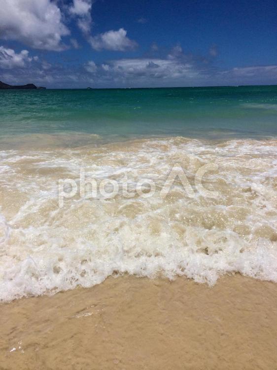 ハワイの海　エメラルドグリーン ハワイ,海,砂の写真素材
