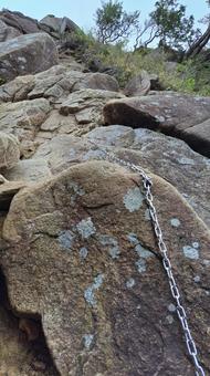 鎖場③ 登山道,難所,鎖の写真素材